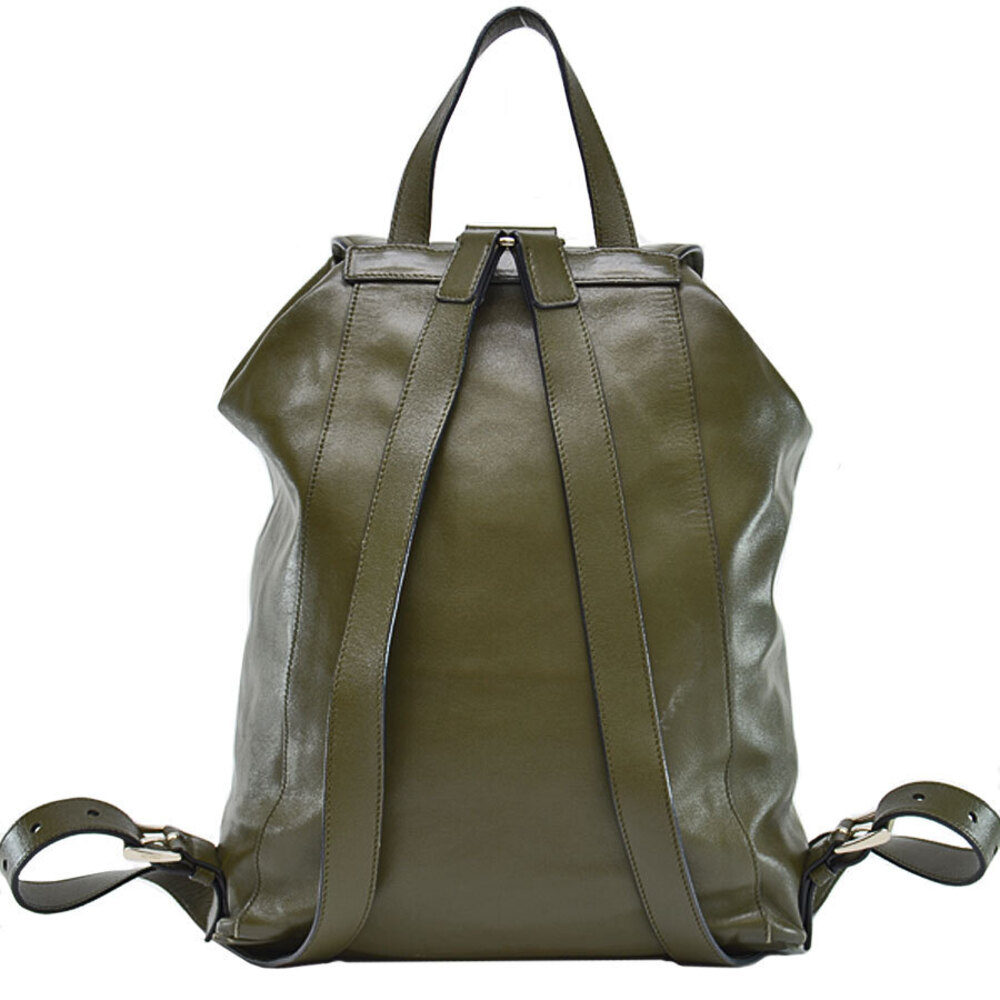 Prada Green logo brown Khaki classic backpack favorite triangle leather